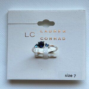 Lauren Conrad Silver Ring With Blue Rhinestones Size 7